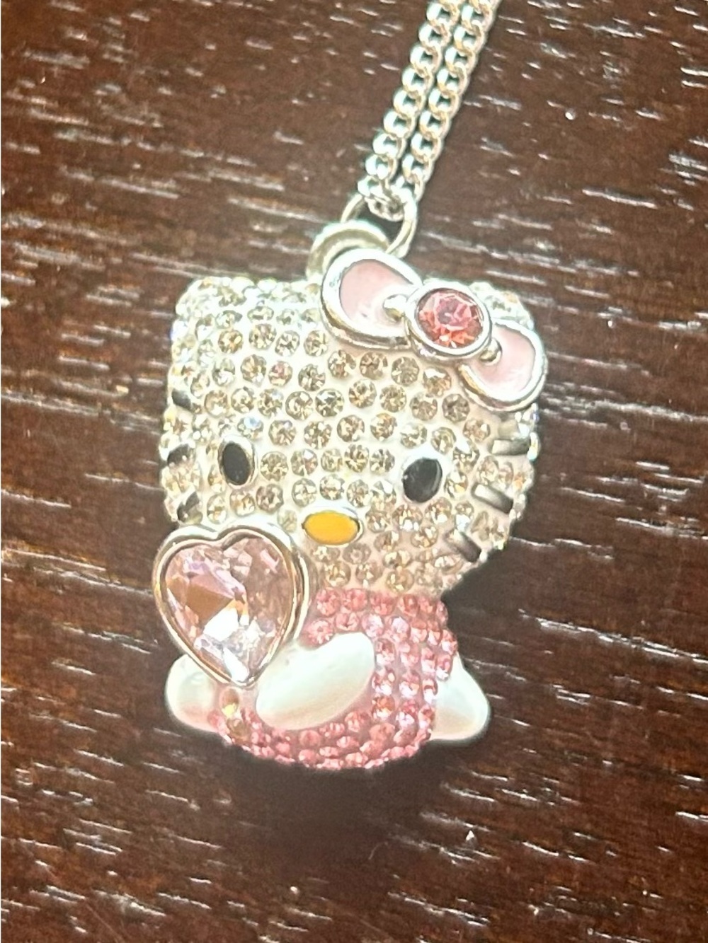 Swarovski x Hello Kitty Pink Crystal Heart Pendant Necklace